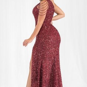 BURGUNDY ALL GLITTER/SEQUIN PROM GOWN, WEDDING,GALA , FORMAL GOWN MULTIPLE SIZES